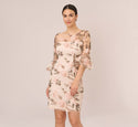 Fall Embroidered Floral Print Bell Sleeves Sheath Polyester Sheath Dress