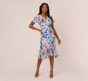 Faux Wrap Floral Print Summer Flutter Sleeves Dress With Ruffles