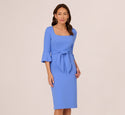 Sheath Bell Sleeves Tie Waist Waistline Self Tie Belted Back Zipper Cocktail Sheath Dress/Wedding Dress/Midi Dress