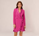 Shift Long Sleeves Fitted Wrap Dress With Ruffles