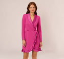 Long Sleeves Shift Wrap Fitted Dress With Ruffles