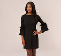 A-line Crepe Bell Sleeves Bateau Neck Cocktail Party Dress With a Bow(s)