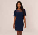 A-line Short Sleeves Sleeves Ruffle Trim Sheath Cocktail Fitted Illusion Bateau Neck Sheath Dress/Party Dress