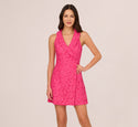 A-line Lace Sleeveless Faux Wrap Dress