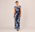 Short Sleeves Sleeves Floral Print Elasticized Tie Waist Waistline Belted Embroidered Bateau Neck Sheath Sheath Dress