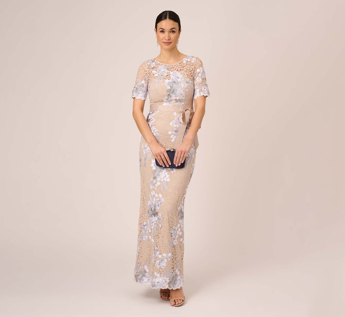 Floral Matelasse Gown In Blush Multi | Adrianna Papell