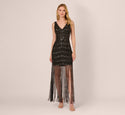 V-neck General Print Beaded Sheer Sequined V Back Sleeveless Cocktail Short Sheath Sheath Dress/Party Dress