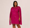 Plus Size Knit Illusion Fitted Back Zipper Sequined Beaded Mesh Bateau Neck Sheath Sheath Dress