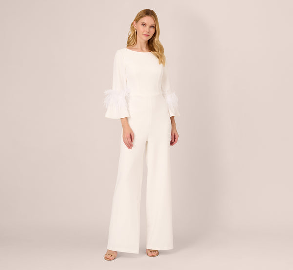 V Back Fitted Cocktail Crepe Bateau Neck Bell Sleeves Party Dress/Jumpsuit
