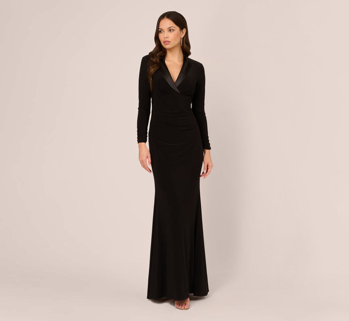 Buy Adrianna Papell Black Jersey Tuxedo Gown from Next USA