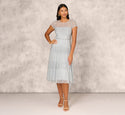 Strapless Cocktail Sheer Illusion Beaded Sequined Short Sleeves Sleeves Party Dress/Midi Dress With Pearls