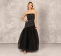 Strapless Pleated Asymmetric Mesh Hidden Back Zipper Vintage Ball Gown Prom Dress
