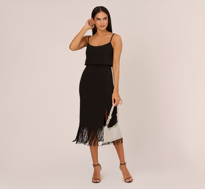 Plus Size Velvet Tie Front Midi Dress With Three Quarter Sleeves