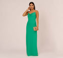 Spaghetti Strap Sheath Cowl Neck Summer Sheath Dress/Evening Dress With Pearls