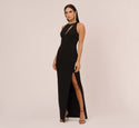 Sleeveless Slit Cutout Sheath Crew Neck Halter Sheath Dress