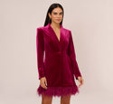 Cocktail Velvet Long Sleeves Button Closure Dress