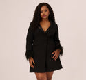 Plus Size Pocketed Button Closure Cocktail Long Sleeves Dress