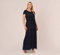 Plus Size Short Sleeves Sleeves Polyester Beaded Evening Dress