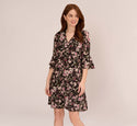 V-neck Fit-and-Flare Short Floral Print Empire Waistline Fitted Dress