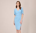V-neck Sheath Cocktail Ruched Sheath Dress With Pearls