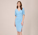 V-neck Cocktail Sheath Ruched Sheath Dress With Pearls