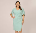 Plus Size V-neck Ruched Sheath Cocktail Sheath Dress With Pearls