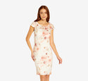 Cocktail Short Short Sleeves Sleeves Floral Print Sheath Bateau Neck Jacquard Back Zipper Sheath Dress/Wedding Dress