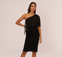 Sheath Asymmetric Shirred One Shoulder Sheath Dress