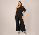 Plus Size Flutter Sleeves One Shoulder 2017 Jumpsuit