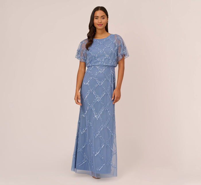 Adrianna Papell Studio Sequin Embroidery Gown