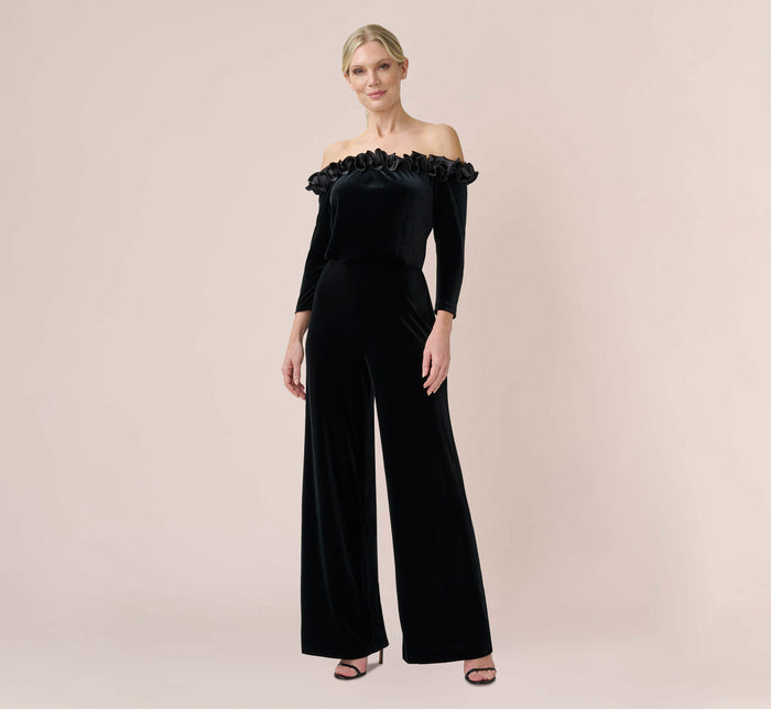 Cuffed Off-the-Shoulder Stretch Crepe Jumpsuit