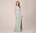 One Shoulder Spaghetti Strap Slit Side Zipper Mermaid Bridesmaid Dress