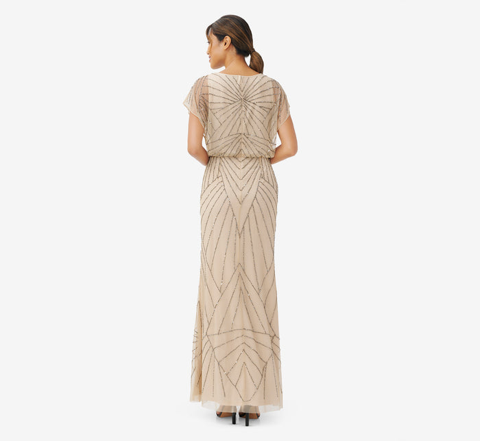 Adrianna Papell off the shoulder beaded mesh gown – Curated Brands