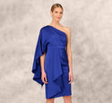 Sheath Draped One Shoulder Sheath Dress