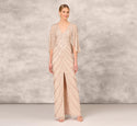 Sophisticated Geometric Print Sleeveless Knit Beaded Slit Dress by 37252009492680