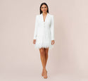 V-neck Collared Plunging Neck Cocktail Short Sheath Long Sleeves Charmeuse Sheath Dress