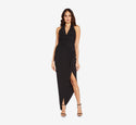 V-neck Halter Plunging Neck Sheath Banding Asymmetric Ruched Sheath Dress