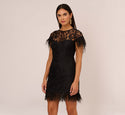 Cocktail Short Back Zipper Fitted Sheer Illusion Lace Short Sleeves Sleeves Sheath Floral Print Sheath Dress/Wedding Dress