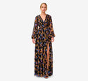 A-line V-neck Flowy Sheer Pleated Slit Cocktail Floral Print Dress by 37252009492680