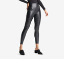 Faux Leather Shaping Legging With Side Zip In Black