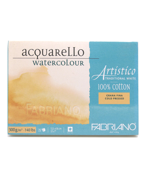 Fabriano Artist Paper: Watercolor Paper Cold Pressed 200gsm 10 Sheets 9x12,  25% Cotton