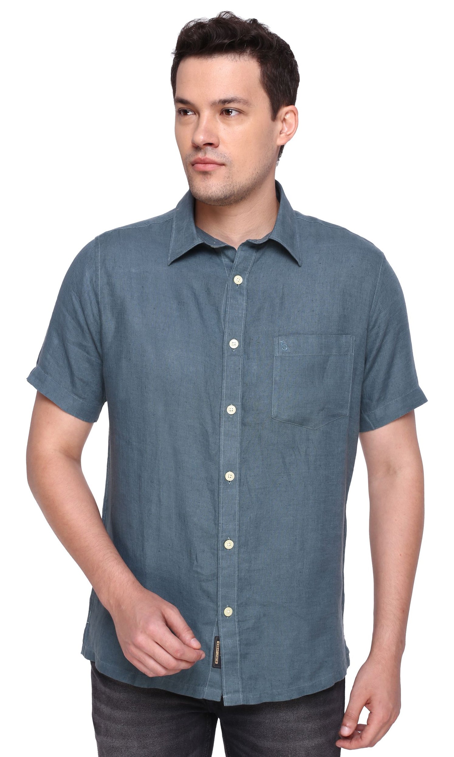Teal Half Sleeve Linen Shirt – Burnt Umber - Premium Men's Smart Casual ...