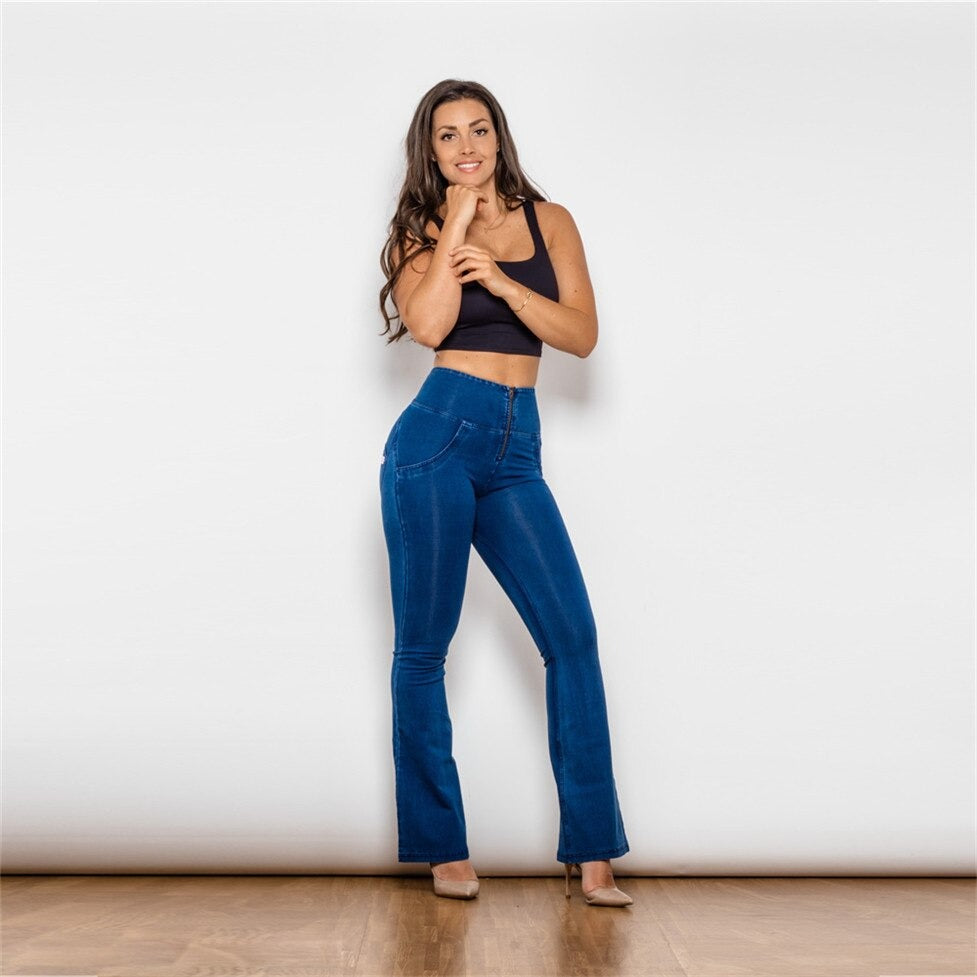 Shascullfites Melody MID Waist Blue Flare Butt Lift Slim Fit