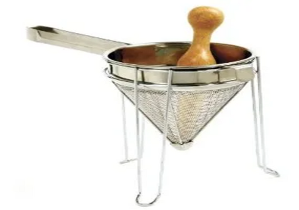 Stainless Steel Chinois with Stand and Pestle Set