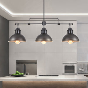 Industrial Kitchen 3-Light Dome Pendant Light | Thehouselights, Dome ...