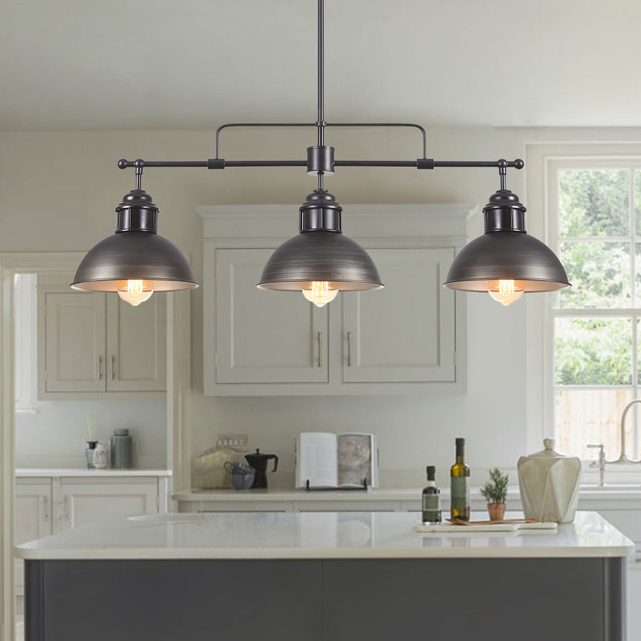 Industrial Kitchen 3-Light Dome Pendant Light | Thehouselights, Dome ...