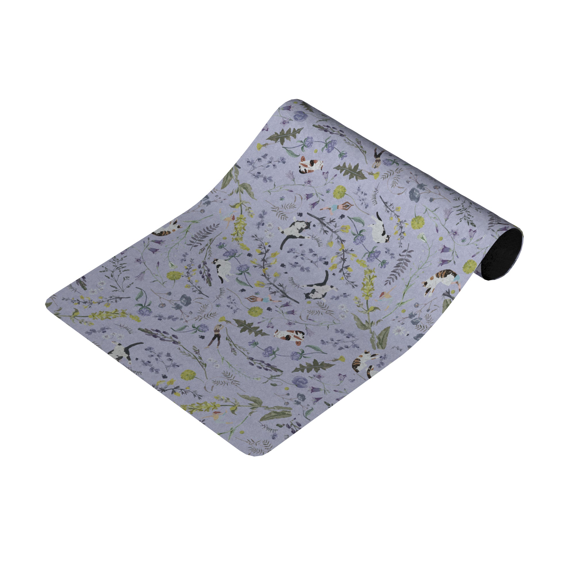 "Yogis Cat and Flower" Non-Slip, Jmat, Thick Yoga Mat (5 mm)