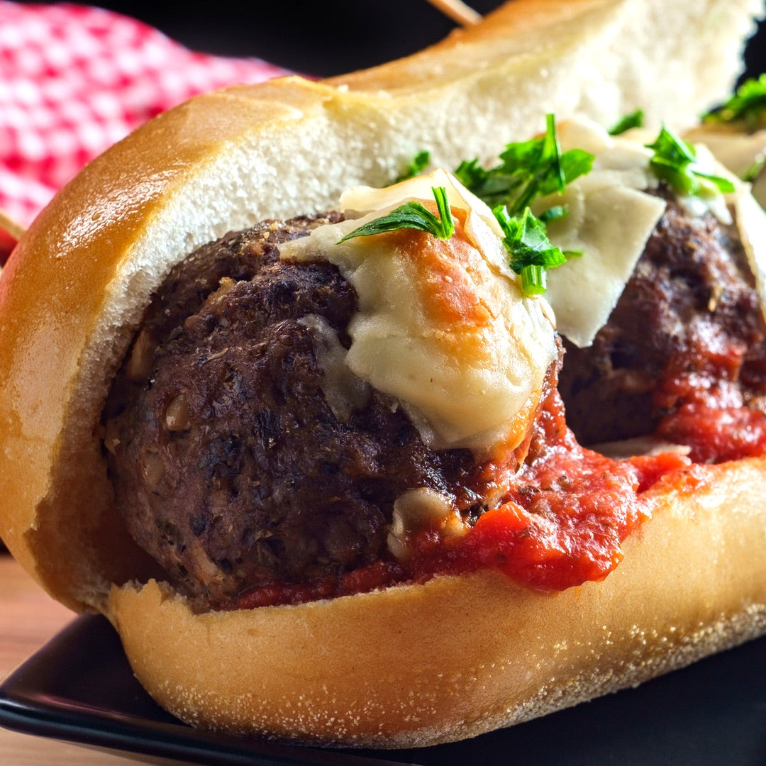 Jar Goods Classic Spicy tomato sauce is great for a meatball parm sandwich