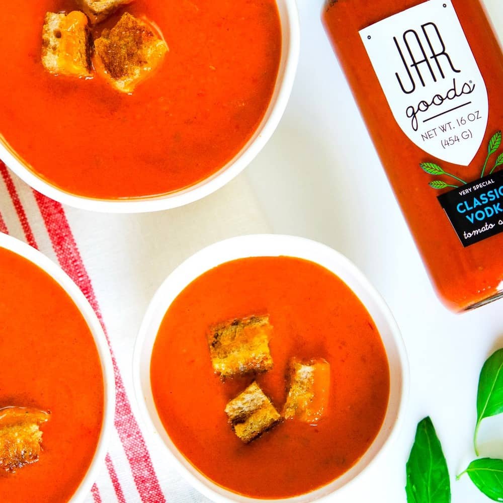 Use Jar Goods Classic Vodka Sauce as a base for homemade tomato soup