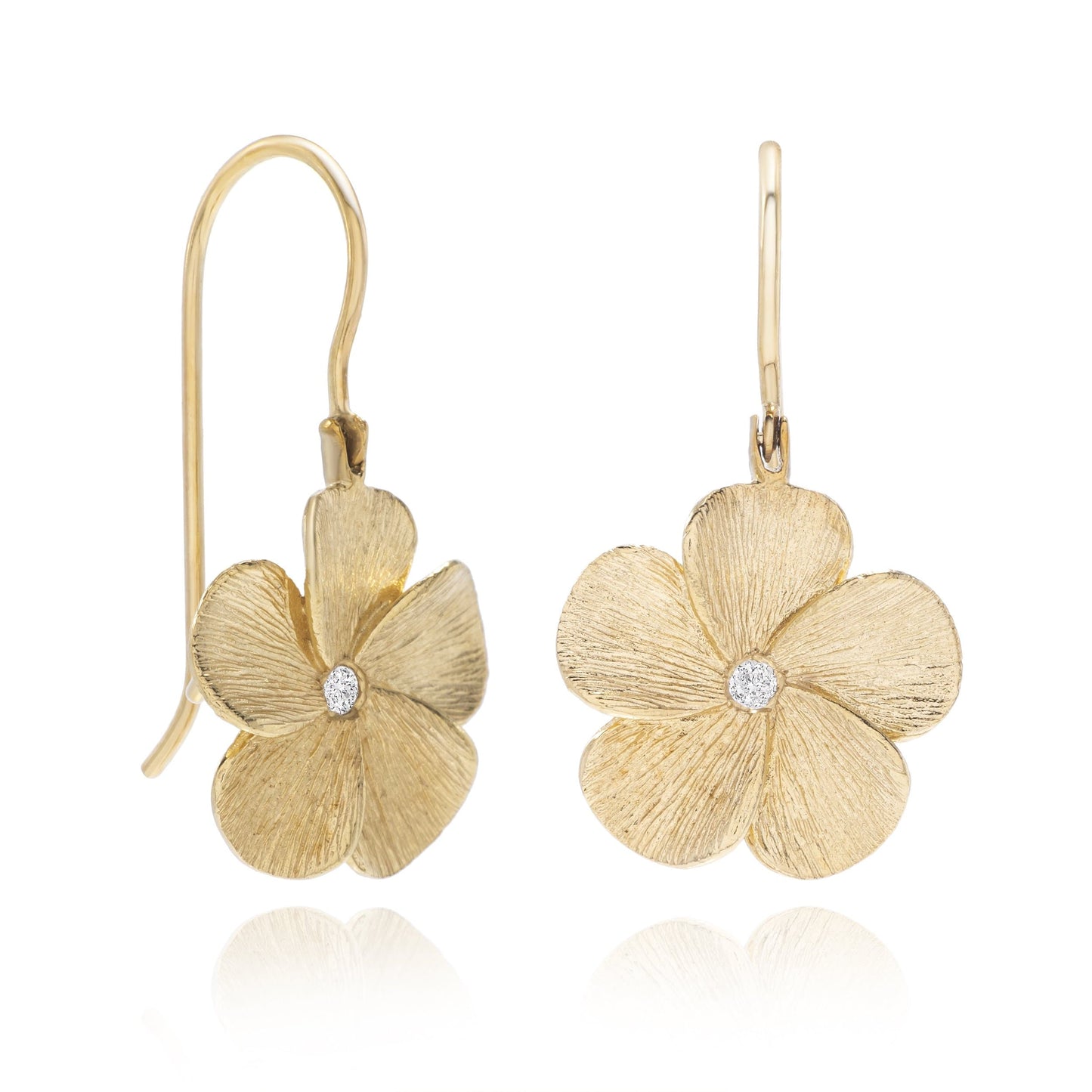 14kt Yellow Gold Flower Dangle Earrings